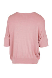 Product shot of the The Essential Knit Tee – Blushcandy in colour Blushcandy, from the back