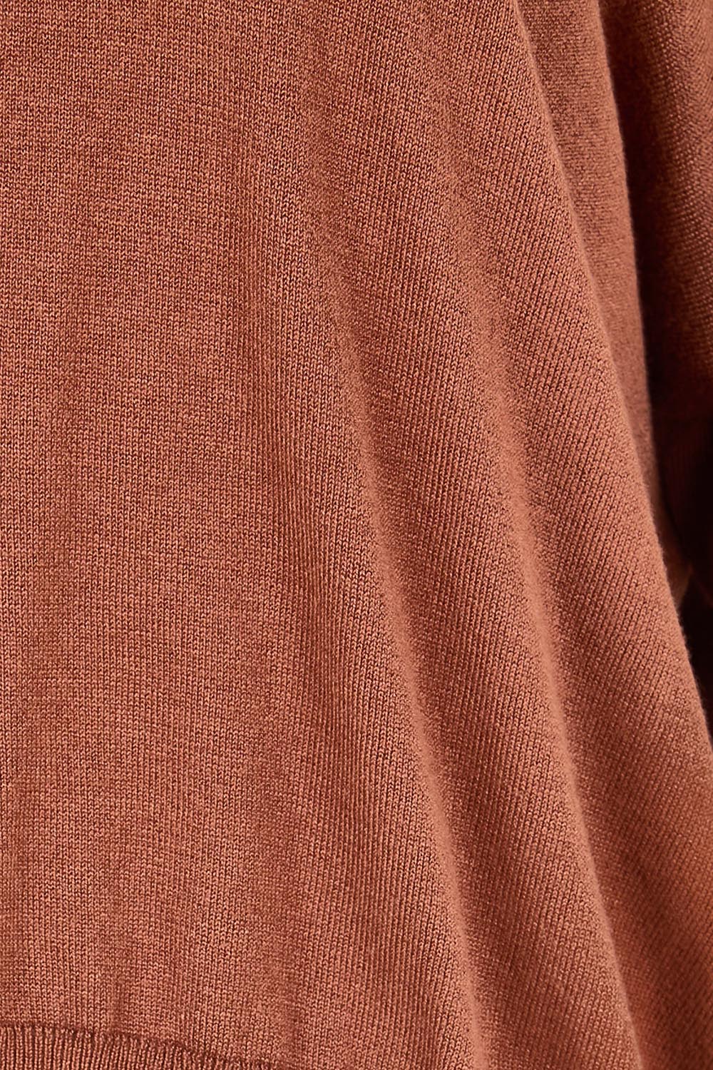 Product shot of the The Essential Knit Tee – Copper in colour Copper, showing detail