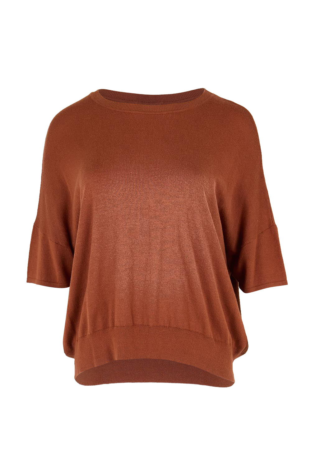 Product shot of the The Essential Knit Tee – Copper in colour Copper, from the front