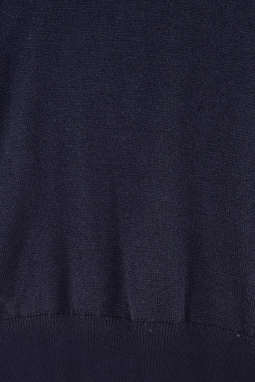 Product shot of the The Essential Knit Tee – Darklapis in colour Darklapis, showing detail