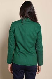 Model Amandam wearing size 10 of the The Classic Every Wear Blazer – Emerald in colour Emerald, from the back