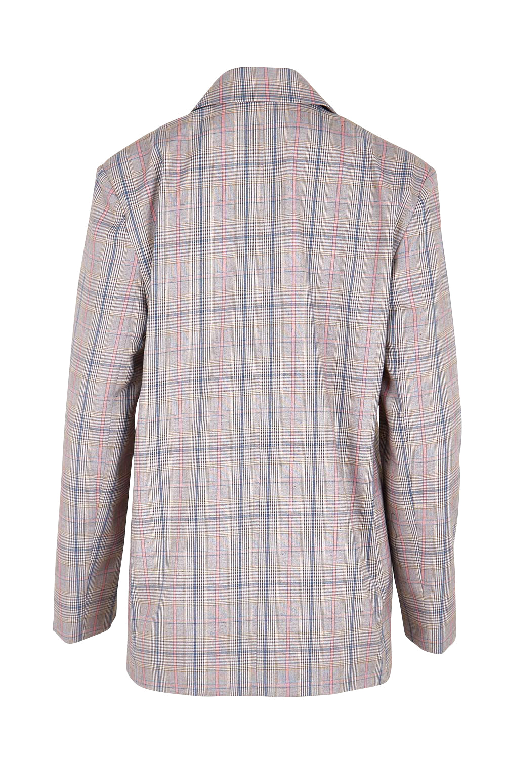 Product shot of the The Summer Check Blazer – Greypink in colour Greypink, from the back