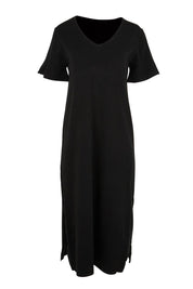 Product shot of the The Summer Comfort True Knit Dress – Black in colour Black, from the front