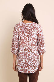 Model Amandam wearing size 10 of the The Every Wear Shirt  - Rustivory in colour Rustivory, from the back