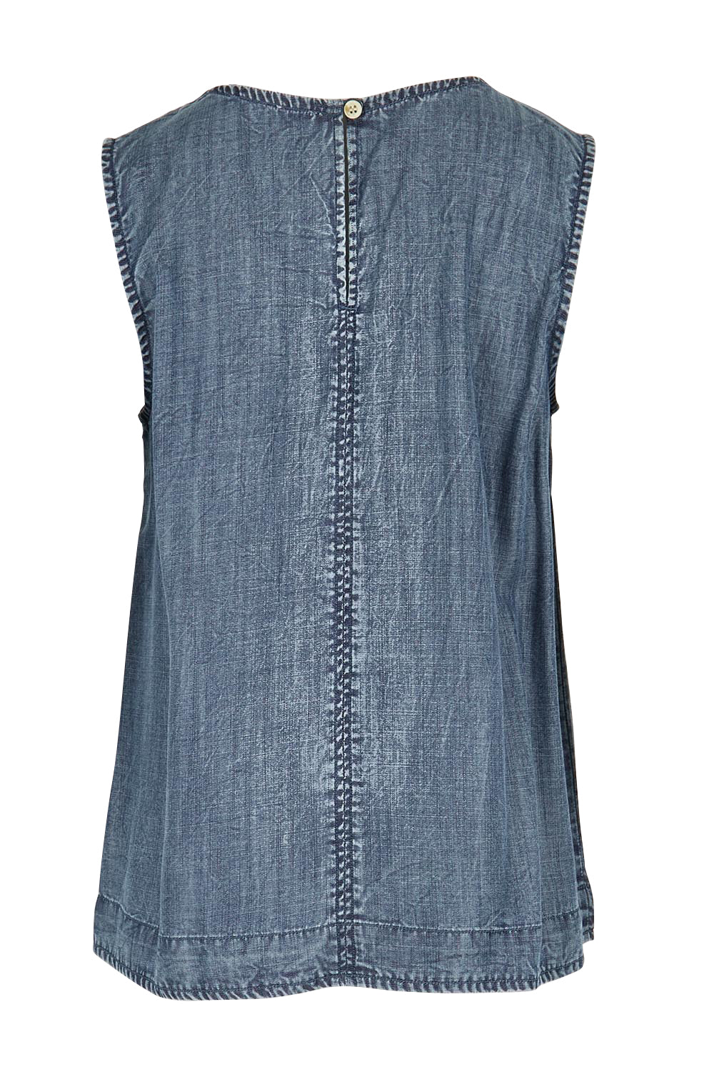 Product shot of the The Luxe Lyocell Tank – Indigo in colour Indigo, from the back