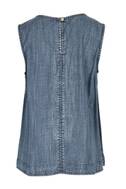 Product shot of the The Luxe Lyocell Tank – Indigo in colour Indigo, from the back