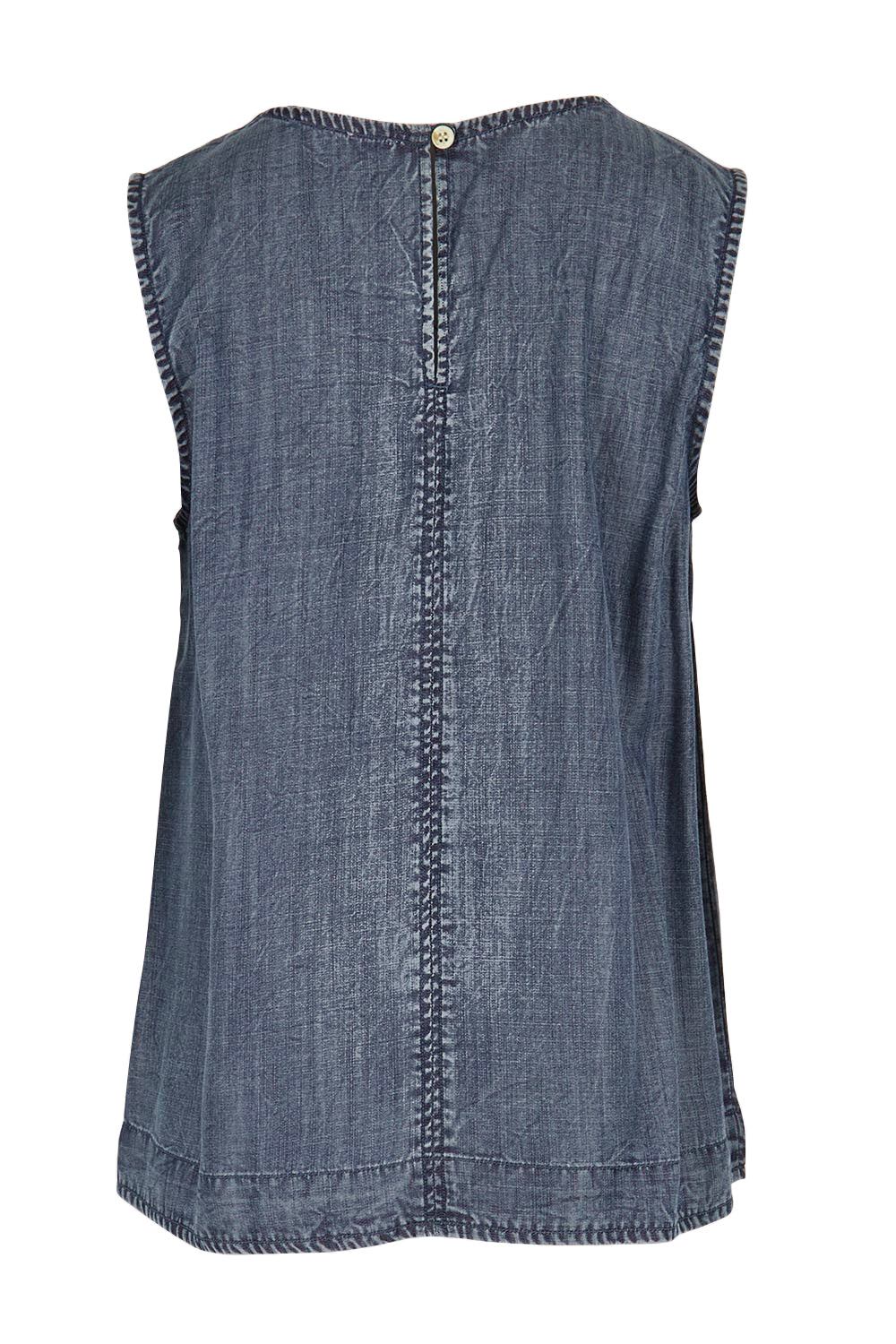 Product shot of the The Luxe Lyocell Tank – Indigo in colour Indigo, from the back