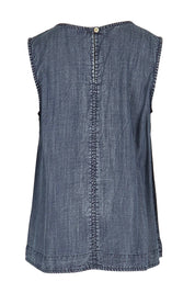 Product shot of the The Luxe Lyocell Tank – Indigo in colour Indigo, from the back