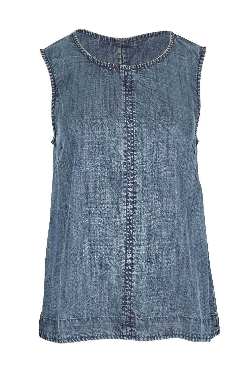 Product shot of the The Luxe Lyocell Tank – Indigo in colour Indigo, from the front