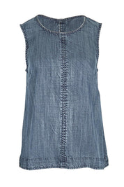 Product shot of the The Luxe Lyocell Tank – Indigo in colour Indigo, from the front