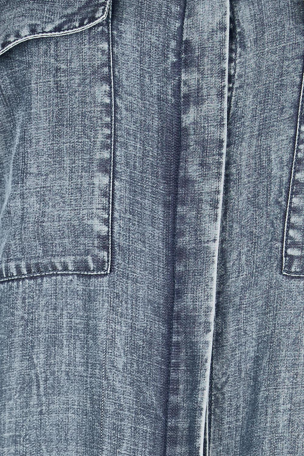 Product shot of the The Luxe Lyocell Shacket Dress – Indigo in colour Indigo, showing detail