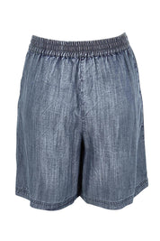 Product shot of the The Luxe Lyocell Pull On Shorts – Indigo in colour Indigo, from the back