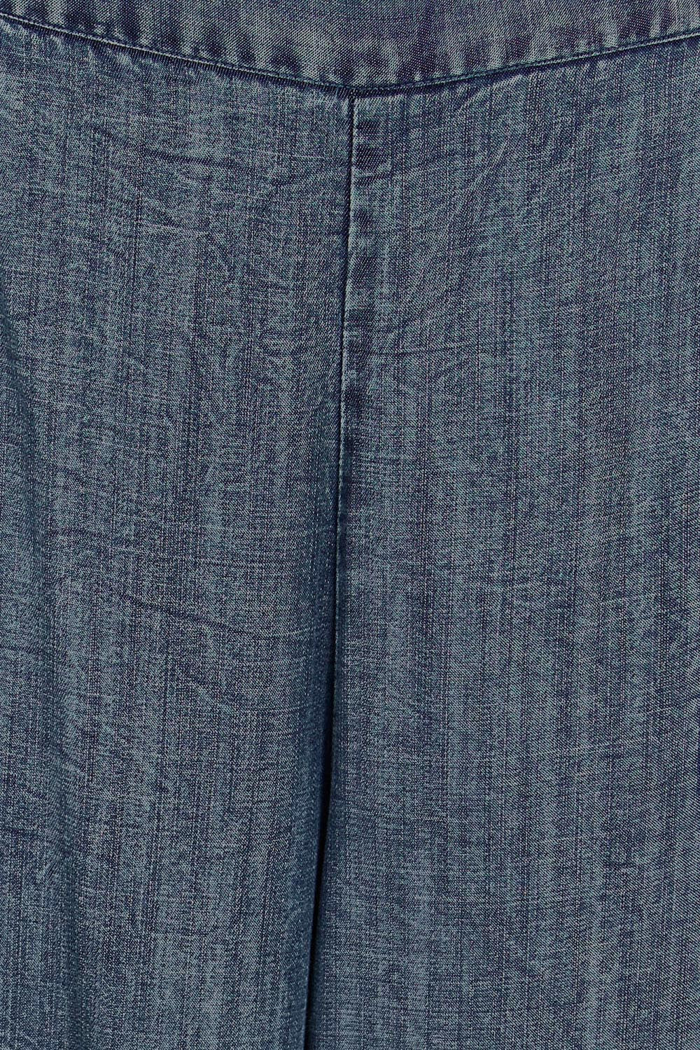 Product shot of the The Luxe Lyocell Pull On Wide Leg Pant – Indigo in colour Indigo, showing detail