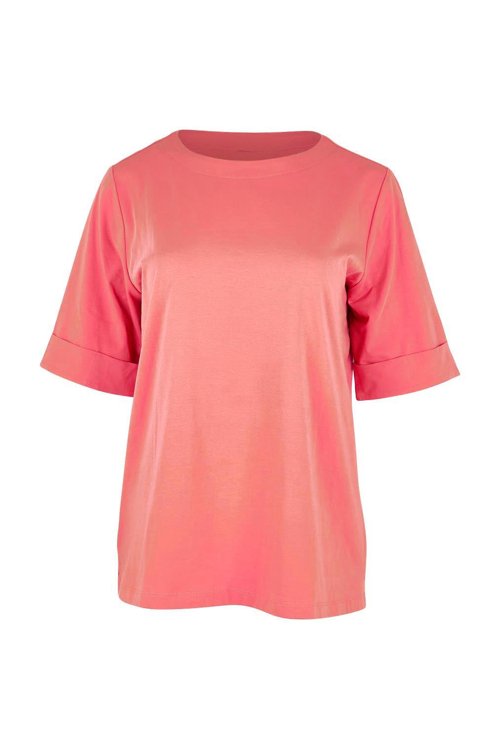 Product shot of the The Keepers Relaxed Fit Tee – Papaya in colour Papaya, from the front