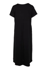 Product shot of the The Easy Wear Bamboo Tee Dress – Black in colour Black, from the back