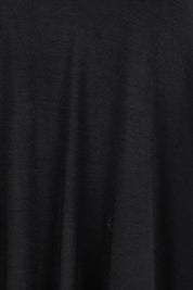 Product shot of the The Easy Wear Bamboo Tee Dress – Black in colour Black, showing detail