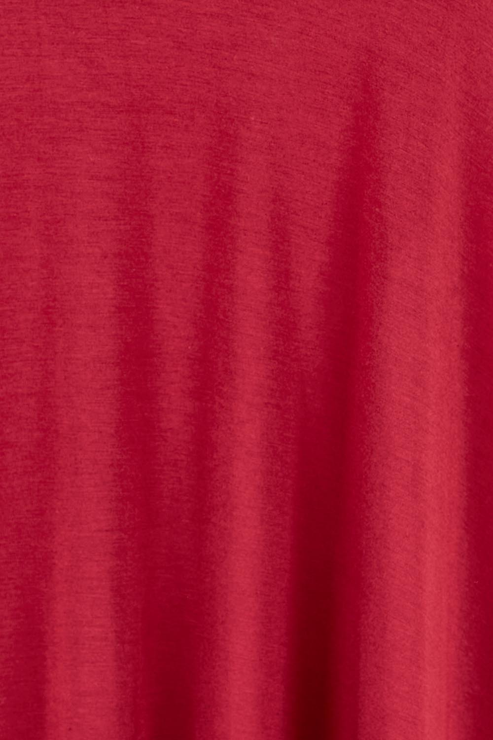 Product shot of the The Easy Wear Bamboo Tee Dress – Cherryred in colour Cherryred, showing detail