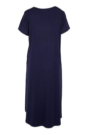 Product shot of the The Easy Wear Bamboo Tee Dress – Navy in colour Navy, from the back