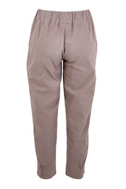 Product shot of the The Lightweight Cotton Blend Pintuck Hem Pant – Coffee in colour Coffee, from the back