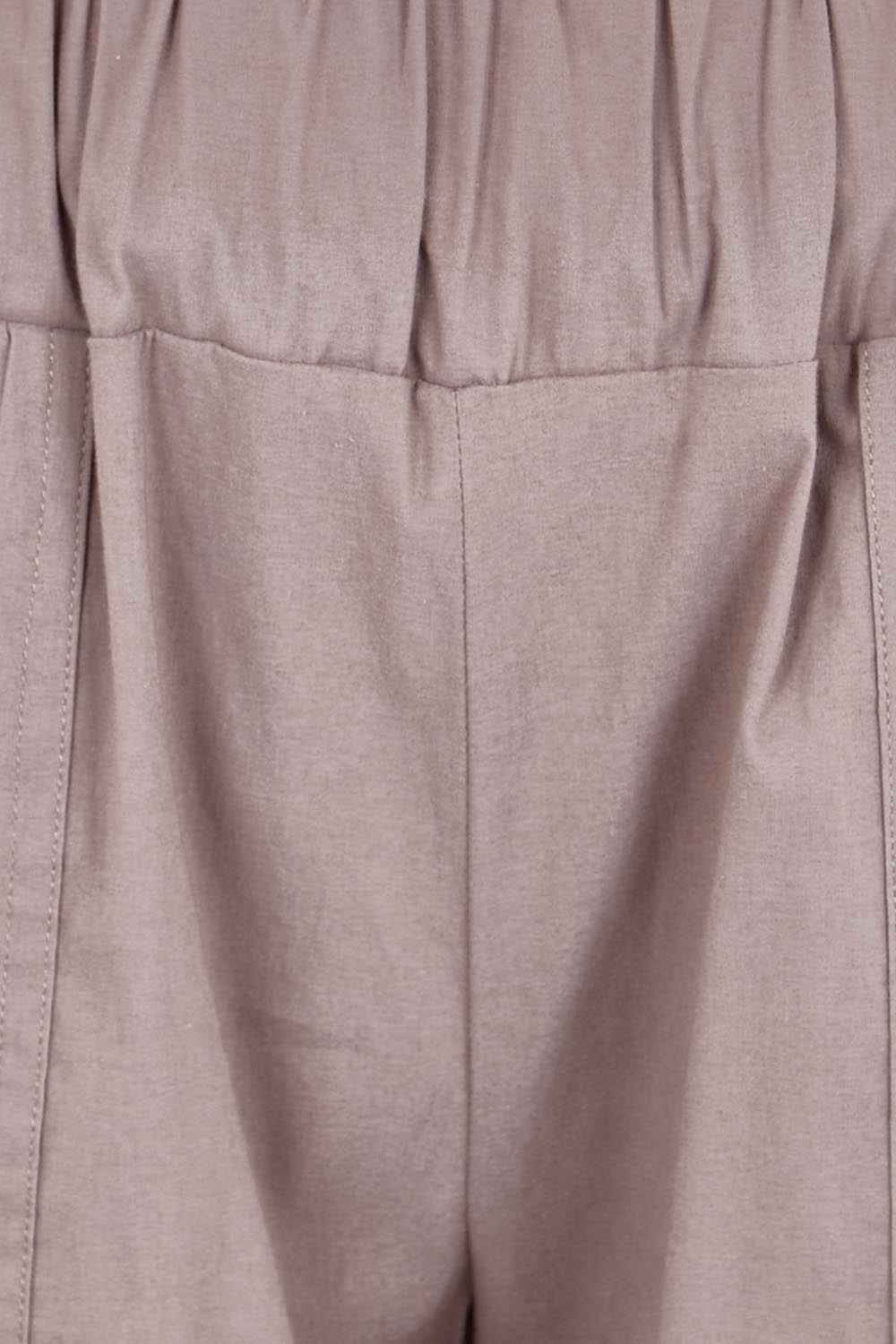 Product shot of the The Lightweight Cotton Blend Pintuck Hem Pant – Coffee in colour Coffee, showing detail