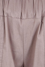 Product shot of the The Lightweight Cotton Blend Pintuck Hem Pant – Coffee in colour Coffee, showing detail