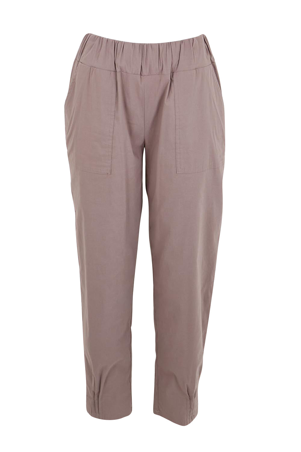 Product shot of the The Lightweight Cotton Blend Pintuck Hem Pant – Coffee in colour Coffee, from the front