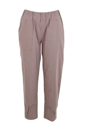Product shot of the The Lightweight Cotton Blend Pintuck Hem Pant – Coffee in colour Coffee, from the front