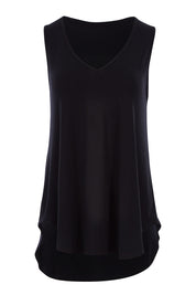 Product shot of The Bamboo Tank in colour Black (Black), from the front