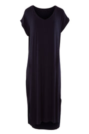 Product shot of The Mid Length Tee Dress in colour Navy (Blue), from the front