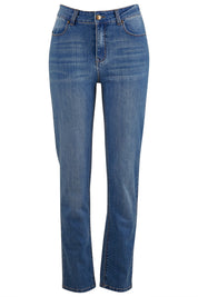 Product shot of The Classic Straight Leg Jean in colour BlueWash (Blue), from the front