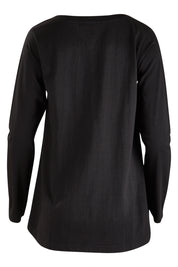 Product shot of The V Neck Cotton Tee in colour Black (Black), from the back