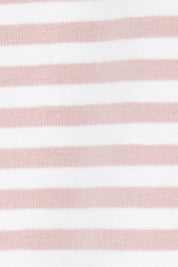 Product shot of The Striped Half Sleeve Tee in colour Blushwhite (White), detail