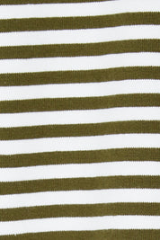 Product shot of The Striped Half Sleeve Tee in colour Khakiwhite (White), detail
