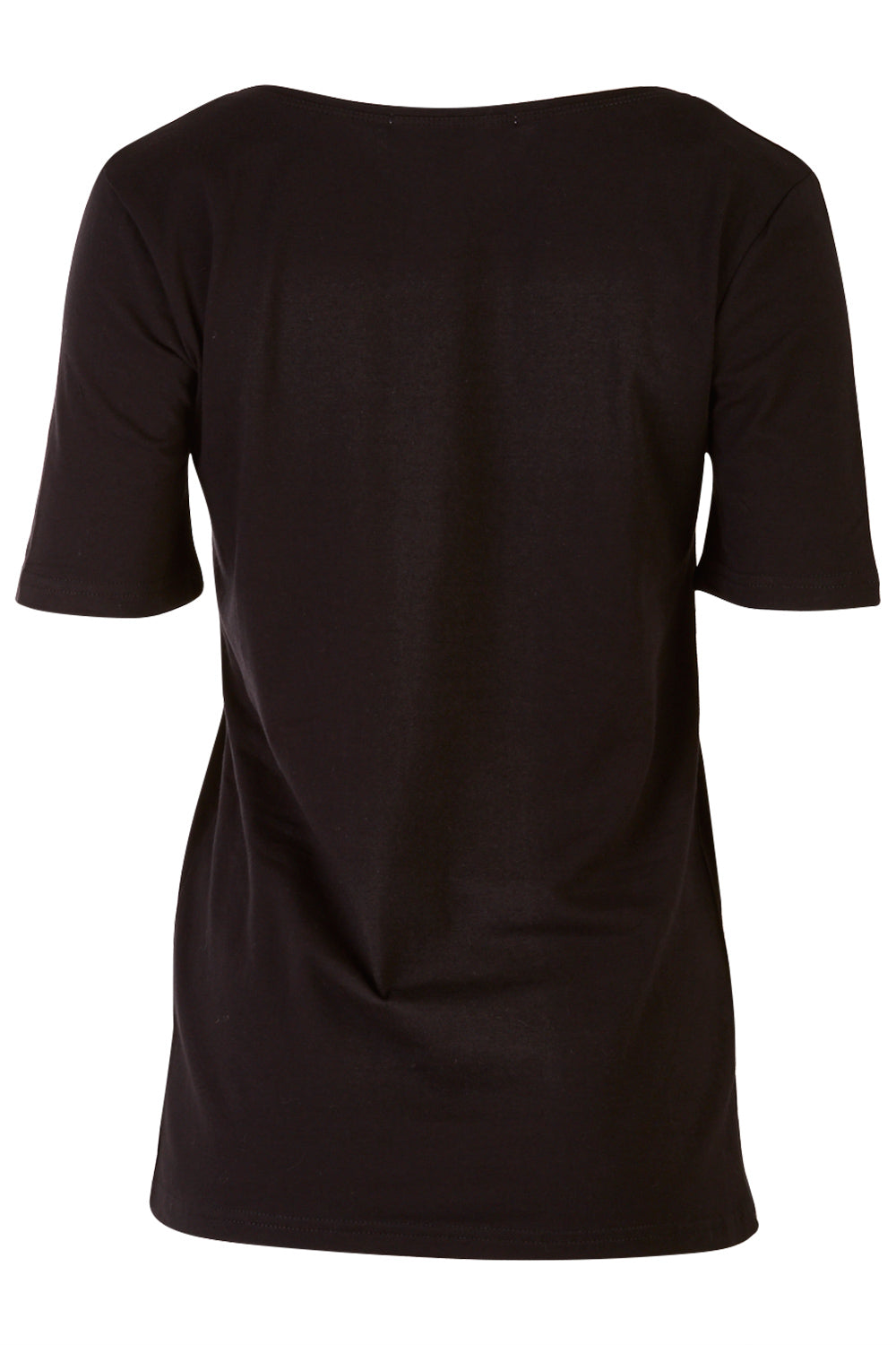 Product shot of The Half Sleeve Tee in colour Black (Black), from the back