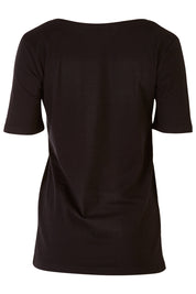Product shot of The Half Sleeve Tee in colour Black (Black), from the back