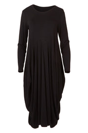 Product shot of The Bounce Dress in colour Black (Black), from the front