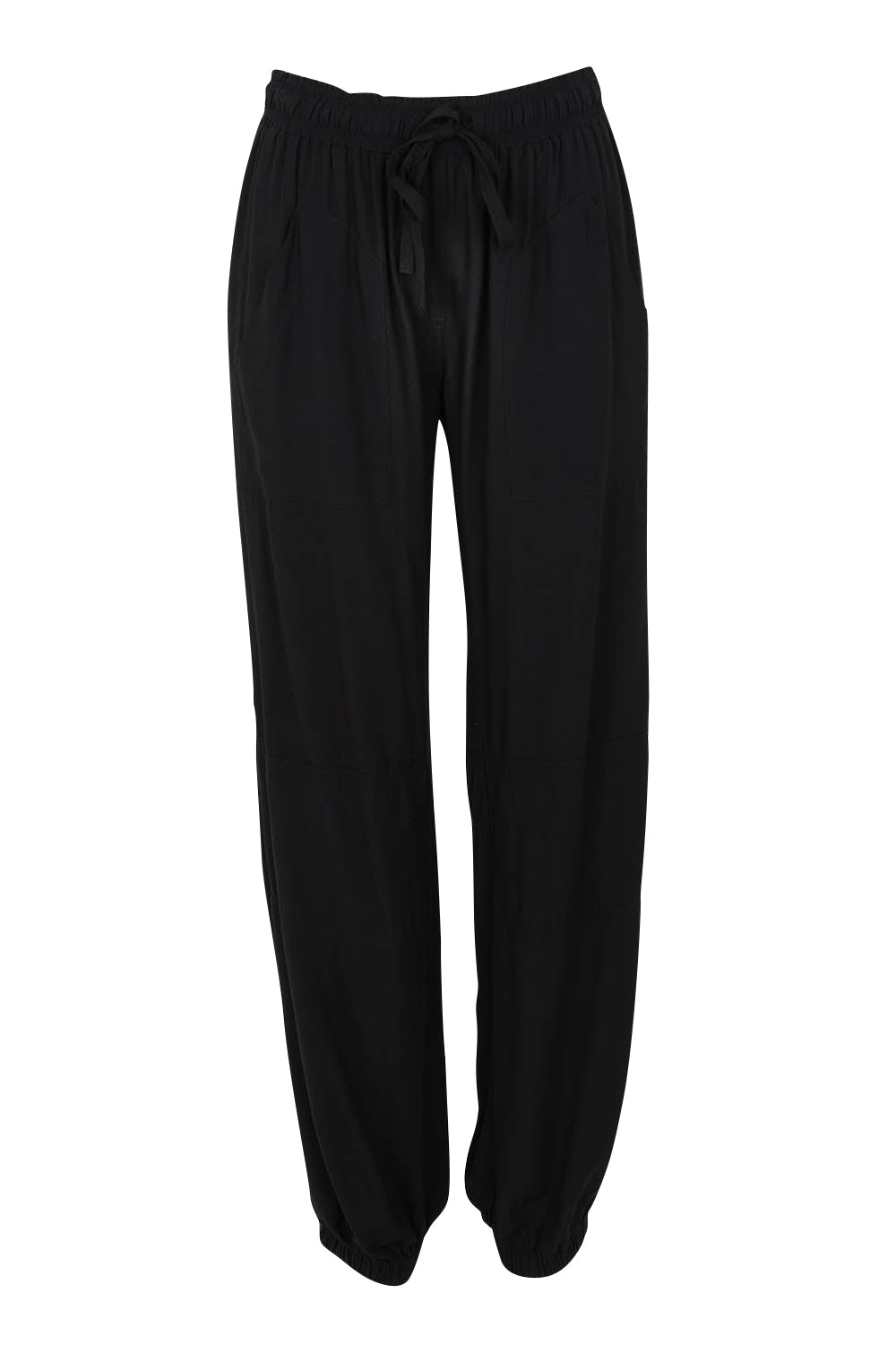 Product shot of The Soft Utility Pant in colour Black (Black), from the front