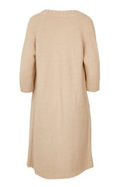 Product shot of The Half Sleeve Cardigan in colour Oatmeal, from the back