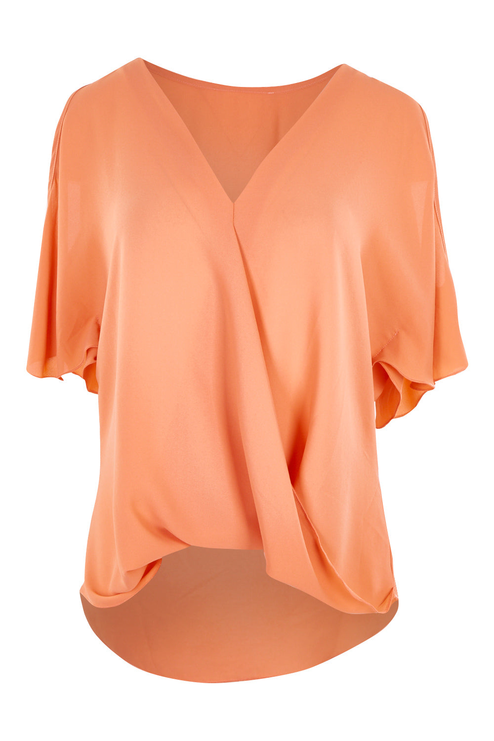 Product shot of The Cut Out Shoulder Blouse in colour Clay, from the front