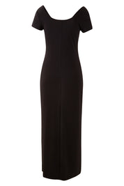 Product shot of The Cap Sleeve Maxi Dress in colour Black (Black), from the back