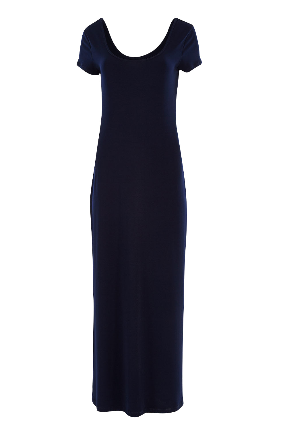 Product shot of The Cap Sleeve Maxi Dress in colour Navy (Blue), from the front