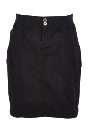 Product shot of The Cotton Cargo Skirt in colour Black (Black), from the front
