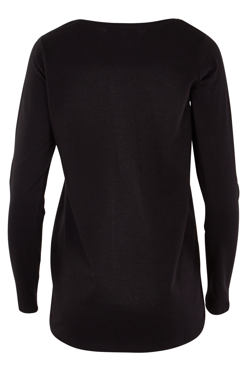 Product shot of The Relaxed Long Sleeve Tee in colour Black (Black), from the back
