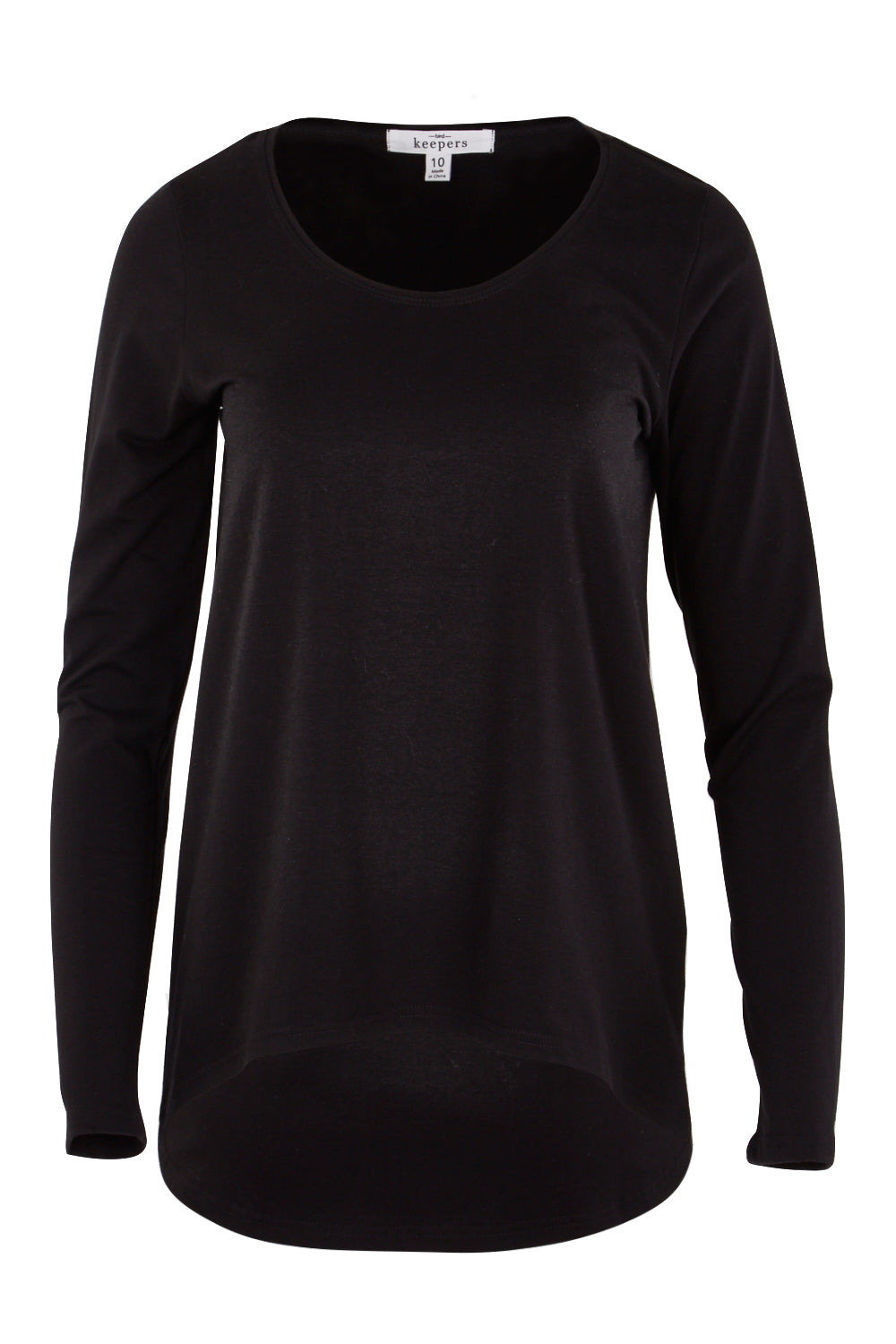 Product shot of The Relaxed Long Sleeve Tee in colour Black (Black), from the front