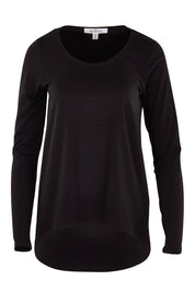 Product shot of The Relaxed Long Sleeve Tee in colour Black (Black), from the front