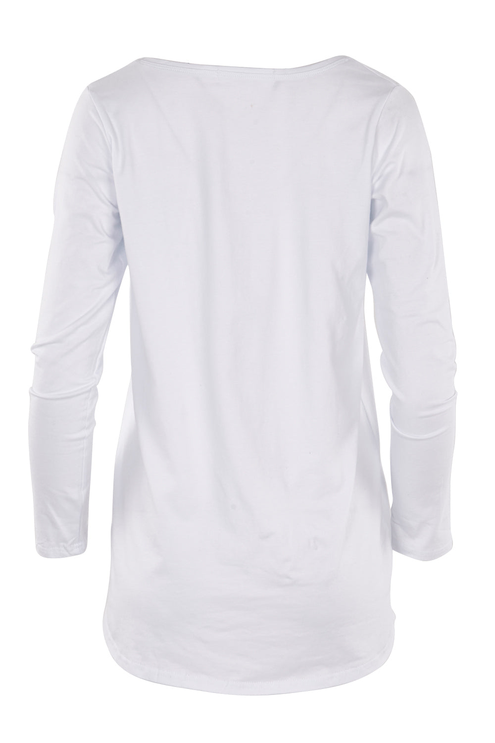 Product shot of The Relaxed Long Sleeve Tee in colour White (White), from the back