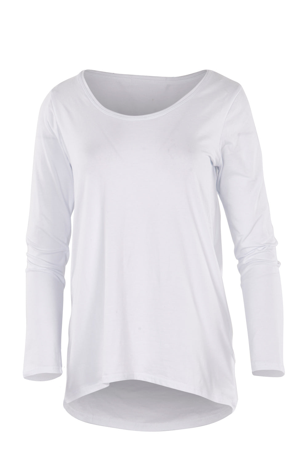 Product shot of The Relaxed Long Sleeve Tee in colour White (White), from the front