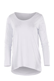 Product shot of The Relaxed Long Sleeve Tee in colour White (White), from the front