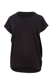 Product shot of The Drape Tee in colour Black (Black), from the front