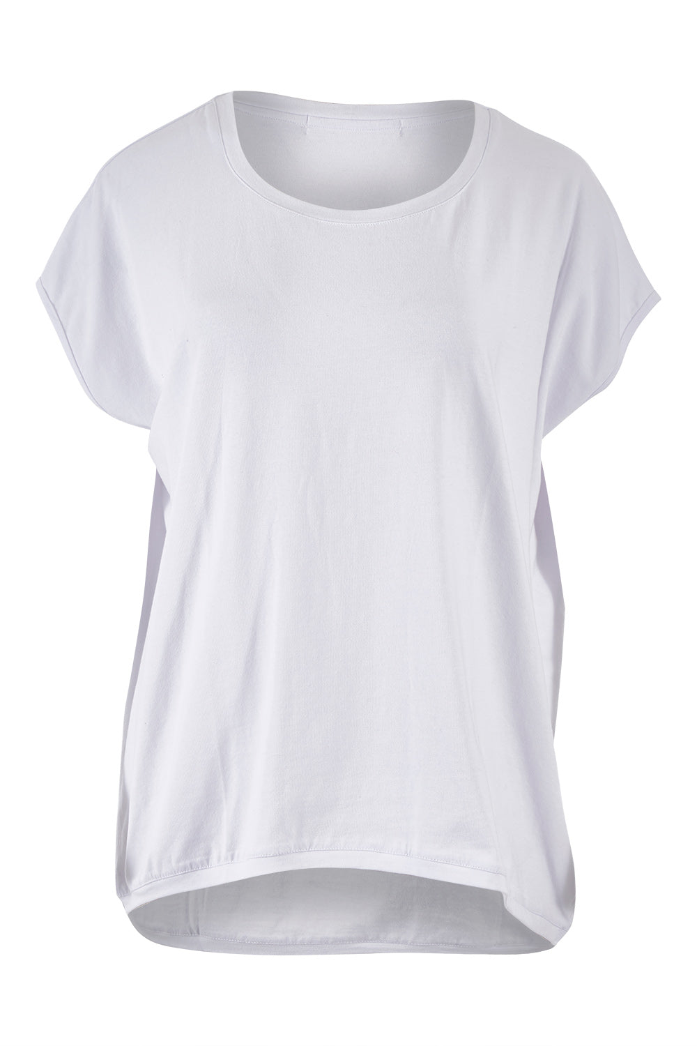 Product shot of The Drape Tee in colour White (White), from the front